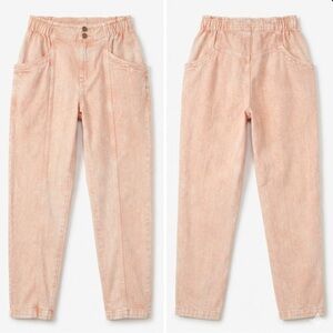 LE LIS $78 Acid Wash High Waisted Utility Pants M 100% Cotton W14.5-15.5 R11 I27